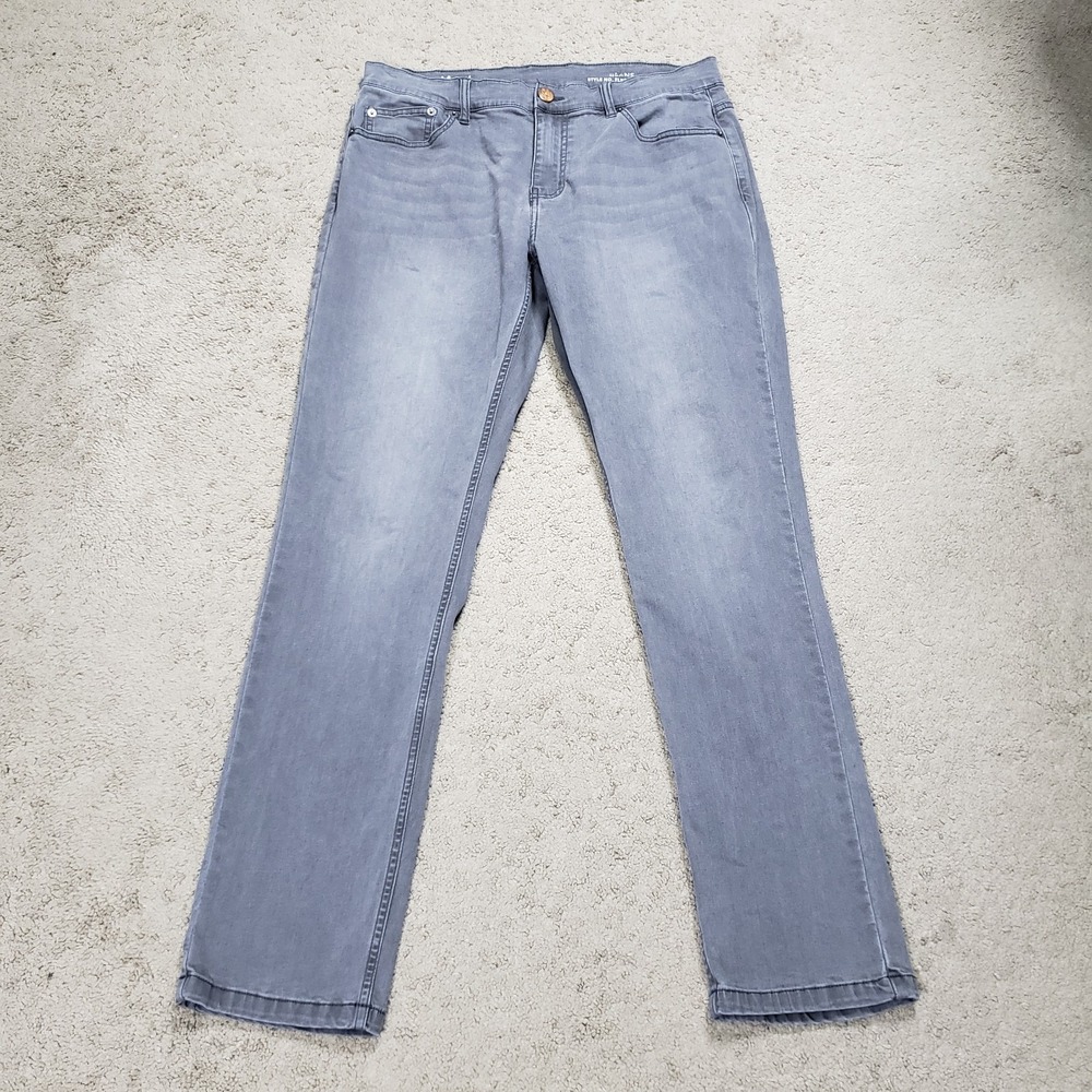 Mugsy Jeans Mens 34x32 (FITS 33x31) Gray Denim Beans Casual Straight Stretch - Picture 1 of 10